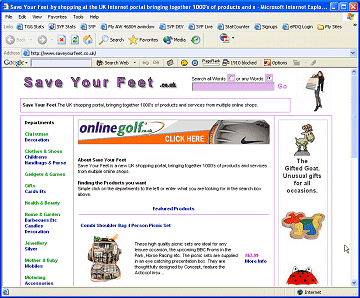 Save Your Feet The UK shopping portal, bringing together 1000's of products and services from multiple online shops.