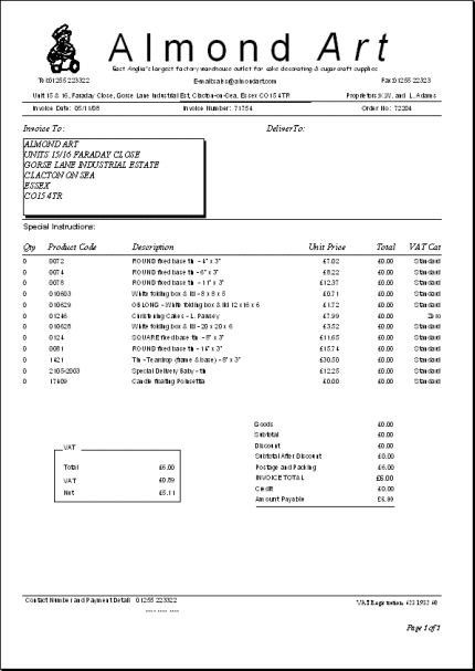 Almond Art Invoice