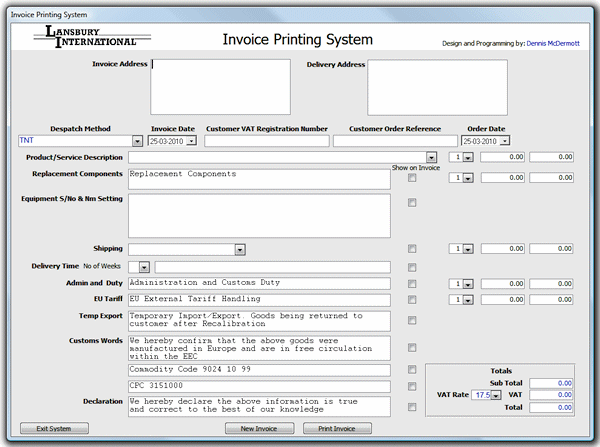 Invoice Printing Application